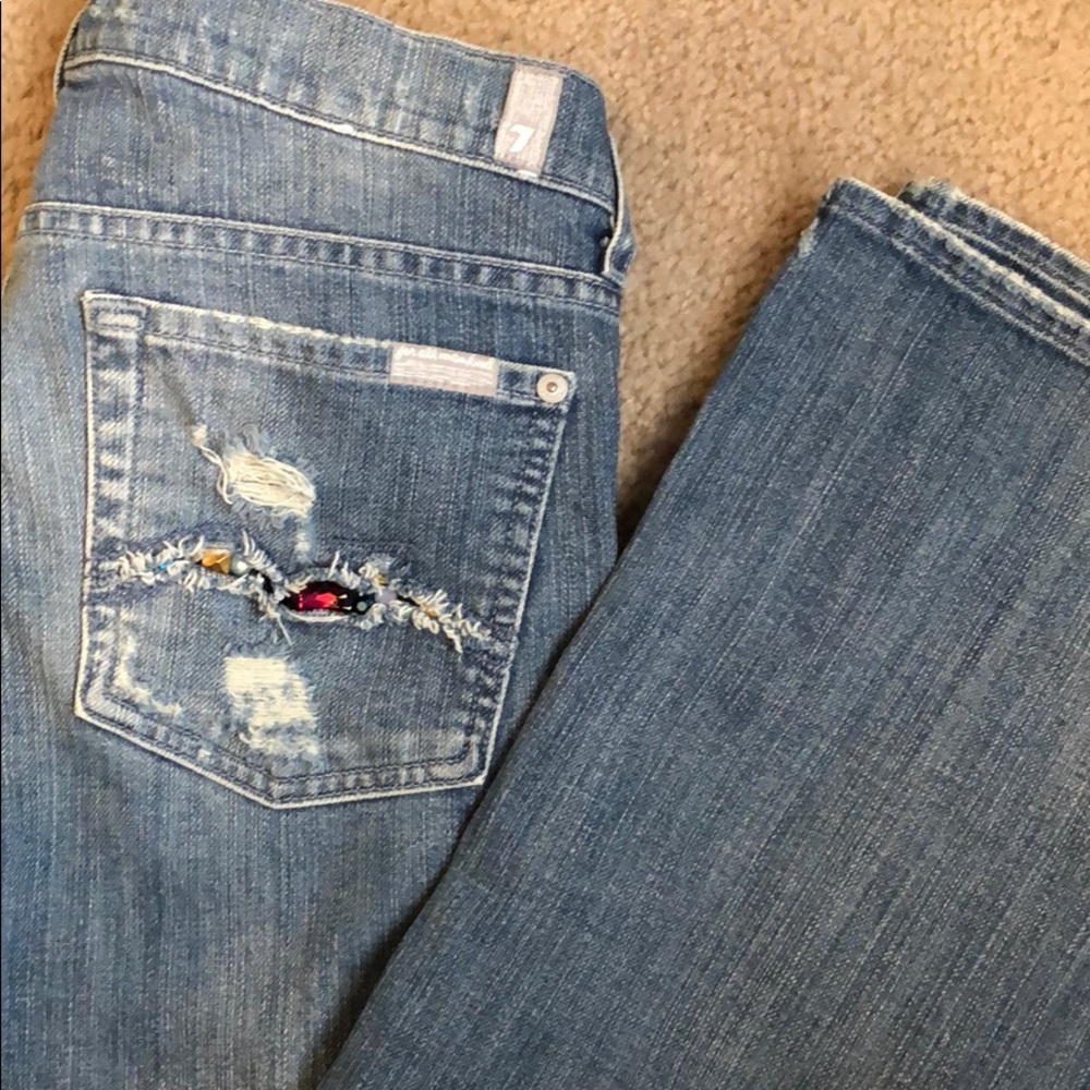 7 Fam crystal pocket jeans